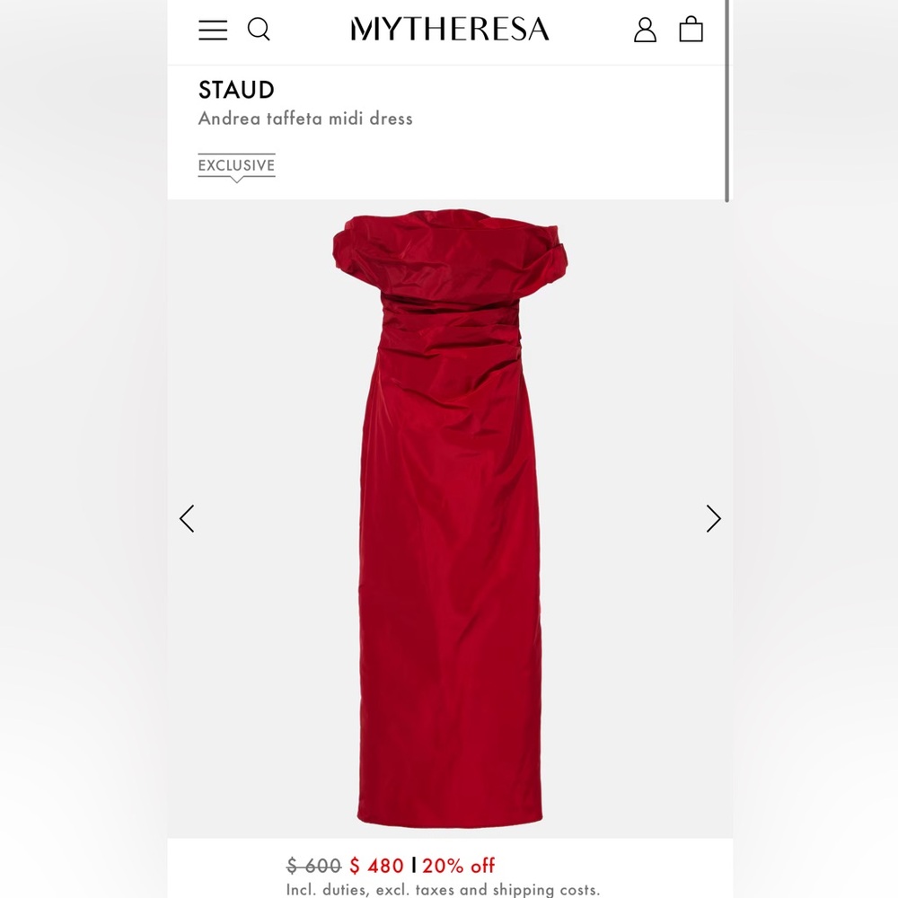 STAUD Andrea Taffeta Midi Dress